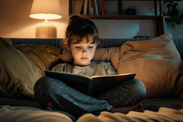 Premium Quality Visual of Teenager Reading on Couch