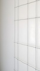 Wire mesh reinforcement grid attached to wall surface indicating preparation for plaster application in repair phase