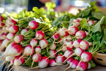 Ultra Quality Image of Fresh Radishes at the Farmers Market
