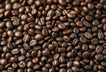 Fototapeta premium Dark roasted coffee beans blended with lighter roast, brew, grains