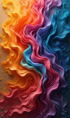 Obraz premium A vibrant abstract wave of colors that evoke creativity and energy, perfect for artistic projects, branding, and digital design.