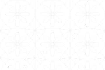 Seamless white floral line pattern on soft gray background