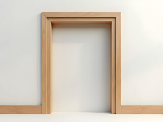 Empty wooden door frame standing against bare wall illustrating framing stage before wall installation in repair scenario