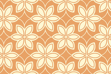 Seamless geometric floral pattern with cream petals on terracotta