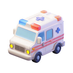 3D illustration of ambulance on transparent background PNG