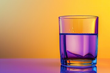 Flawless Picture of a Glass with Colorful Liquid and a Purple and Yellow Color