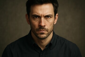 Fototapeta premium A man in a black shirt is looking at the camera