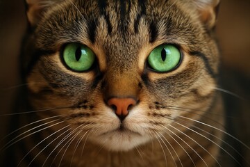 Fototapeta premium A close up of a cat's face with green eyes
