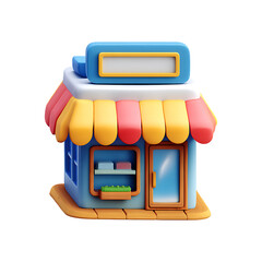 3D illustration of store on transparent background PNG