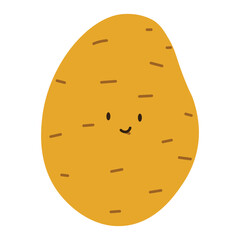 Flat style illustration of potato with happy face, ideal for healthy eating, cooking projects, and vegetable-inspired designs