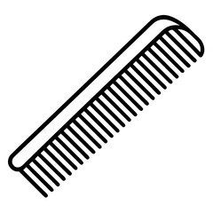 Simple black line drawing of a hair comb on a white background