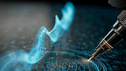 DNA strand cloning experiment concept with futuristic digital technology and pen drawing holographic genetic code for innovative science research - Powered by Adobe
