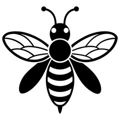 Stylized black and white bee icon with striped abdomen and patterned wings