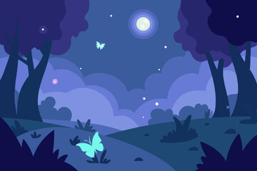 vector illustration of a night landscape