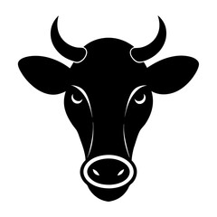 Stylized black silhouette of a cow head with horns and large nostrils