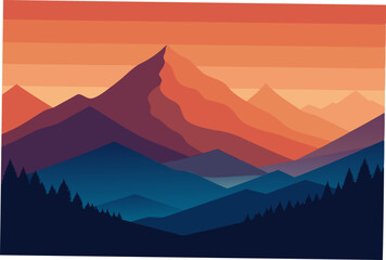 Naklejka premium mountain landscape vector illustration