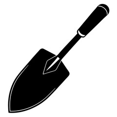 Black silhouette of a garden trowel isolated on a white background