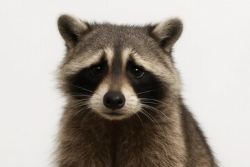 Fototapeta premium A raccoon is looking at the camera with a white background