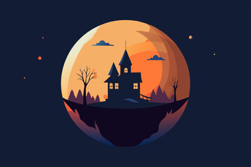 Fototapeta premium halloween background with haunted house