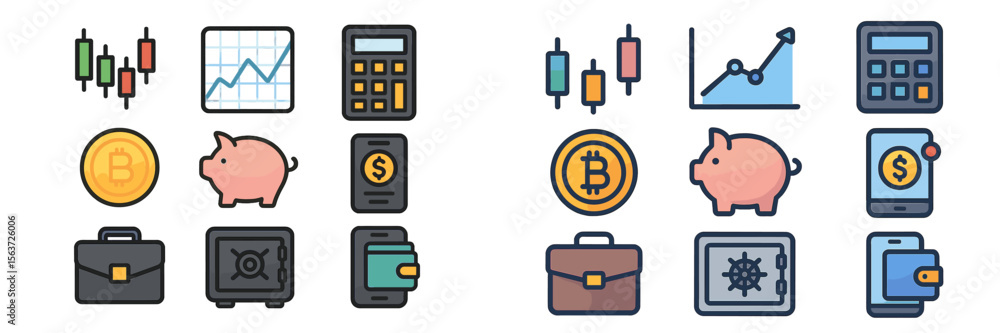 Poster financial symbols and tools used in trading and investment settings displayed on a neutral backgroun