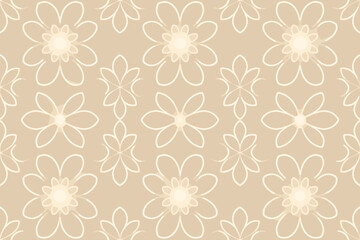 Fototapeta premium Elegant seamless floral pattern with glowing white petal outlines