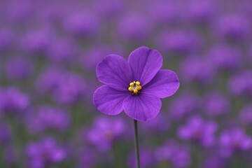Fototapeta premium A single purple flower in a field of purple flowers