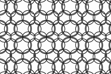 Seamless black geometric pattern of interlocking concentric circles