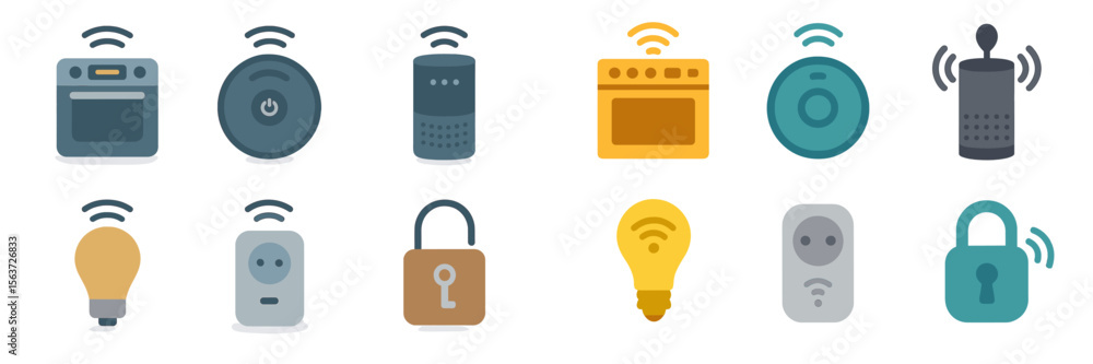 Poster smart home devices showcasing connectivity and functionality in a modern household setup
