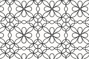 Seamless geometric pattern with flower-like shapes and interconnecting lines.