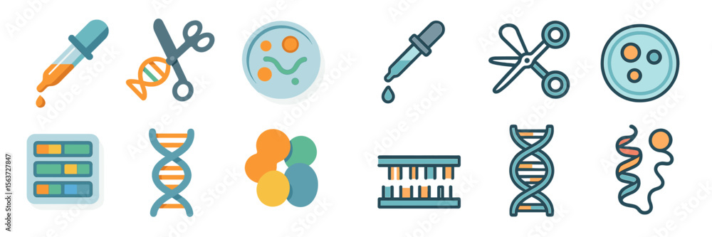 Poster visual representation of genetic research tools and concepts in a modern scientific setting