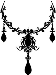 Necklace Silhouette Vector Set, Elegant Necklace Vector Art, Fashion Necklace Silhouette Design, Jewelry Necklace Outline Vector, Pendant Necklace Silhouette Pack, Stylish Necklace Vector Collection, 
