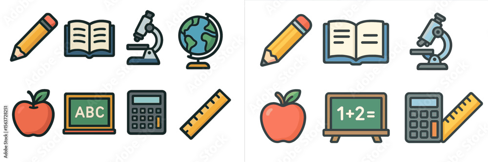 Poster Educational elements showcasing learning tools and materials for students in a classroom setting