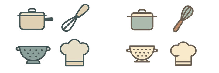 Kitchen utensils arranged in a creative layout, showcasing essential cooking tools and equipment ideal for meal preparation