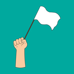 Hands Holding a Surrender Flag. Flat Vector illustration