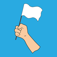 Hands Holding a Surrender Flag. Flat Vector illustration