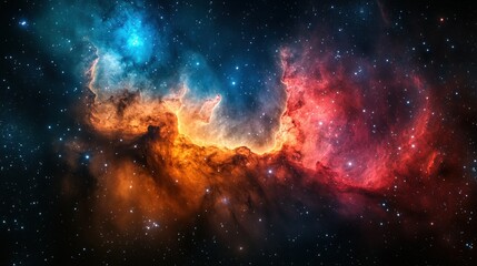 Fototapeta premium Vibrant cosmic clouds in dark space