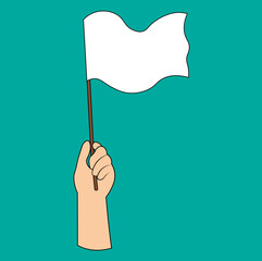 Hands Holding a Surrender Flag. Flat Vector illustration