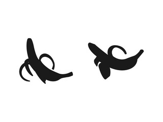 half-peeled banana silhouette. Peeled banana vector line icon illustration. Peeled banana icons vector pack for web design.