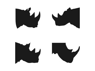 Silhouettes of a Rhinoceros Head. Rhinoceros logo design, rhinoceros logo silhouette.