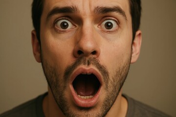 A man with a surprised look on his face
