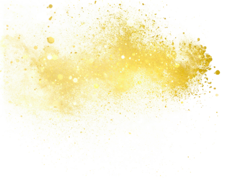 Abstract golden watercolor stain with pixelated edges on black background isolated on transparent background - Powered by Adobe