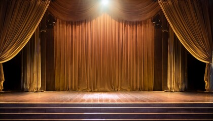 Fototapeta premium stage with illuminated steps and a velvet curtain