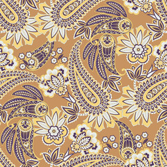 Vector textile print. Seamless Design for covers, fabrics, textiles, wrapping paper. Vector pattern Paisley Indian motifs and decorative floral elements