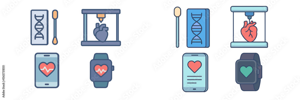 Poster health technology applications showcase heart monitoring and genetic testing tools in modern healthc