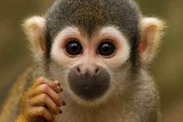Obraz premium A close up of a small monkey with big eyes