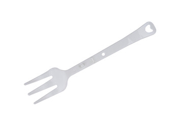 Recycled plastic cutlery isolated on transparent background.