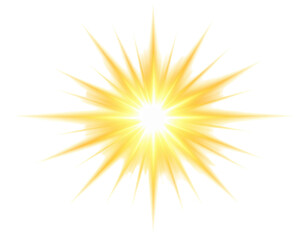 Fototapeta premium Bright yellow starburst effect with sharp points on a black background isolated on transparent background