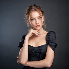 Fototapeta premium young beautiful woman long dress