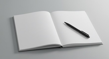 Blank Notebook and Pen Mockup:  A Clean, Minimalist Design for Note Taking, Journaling, or Creative Inspiration.