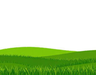 A cartoon illustration of a green grassy hill against a black sky isolated on transparent background